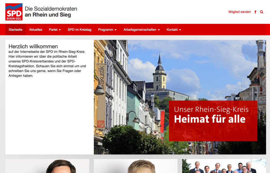 Screenshot der Webseite der SPD Rhein-Sieg